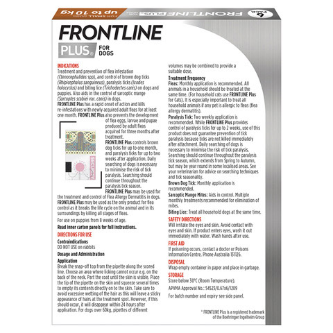 Frontline Plus dog small back